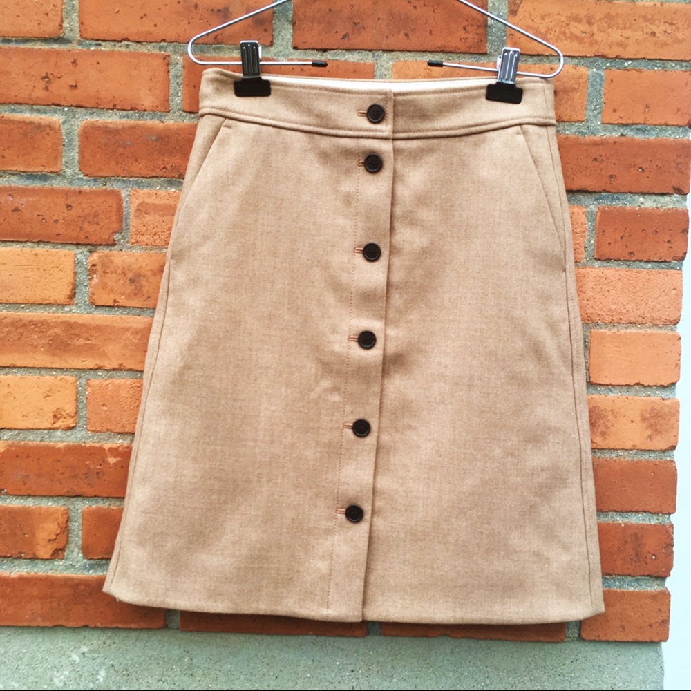 J.Crew button front wool skirt